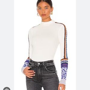 Free people white long sleeve with multicolor size L